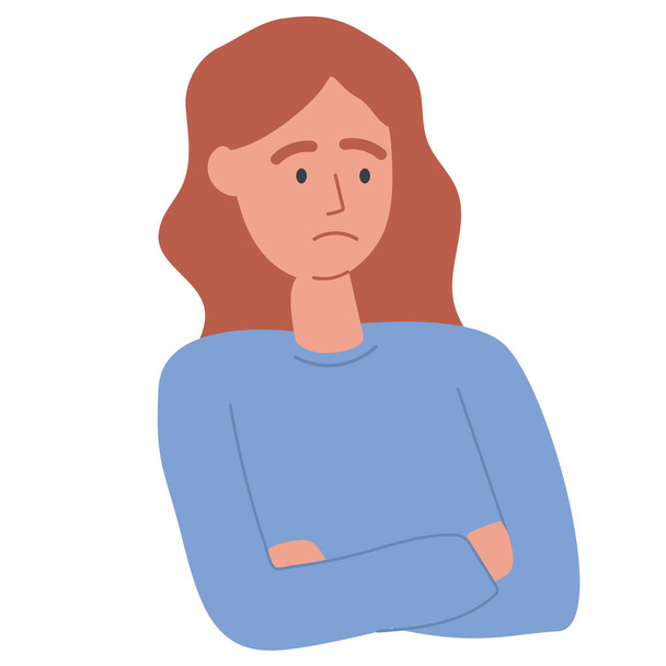Disappointed sad person feeling upset unhappy, regretting, desperate, anxiety, sorrow, alone, depression, trouble. Human negative emotion concept. Vector illustration - Vector, Imagen