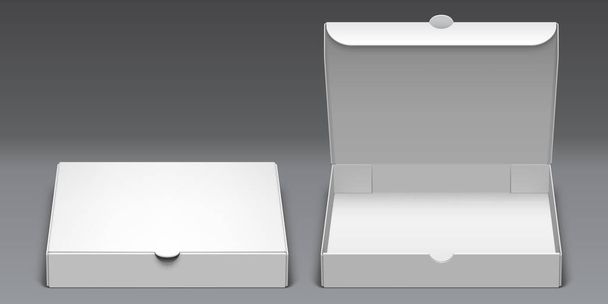 White opened and closed cardboard pizza boxes mockup or template for custom design - Vettoriali, immagini