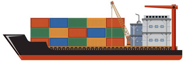 Cargo ship with containers illustration - Vector, afbeelding