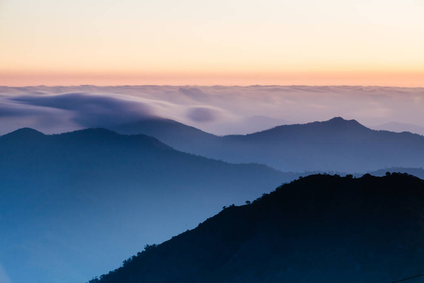 Landscape views of sunset from the summit of Mt Buller over the Victorian Alps in the Victorian High Country, Australia - Photo, image