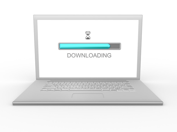 Computer portatile e segno di download sullo schermo
 - Foto, immagini