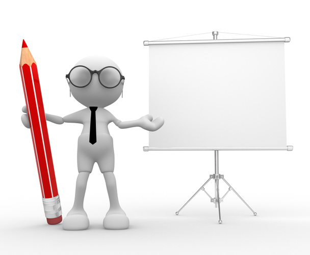 Man with a pencil and a blank board - Photo, Image