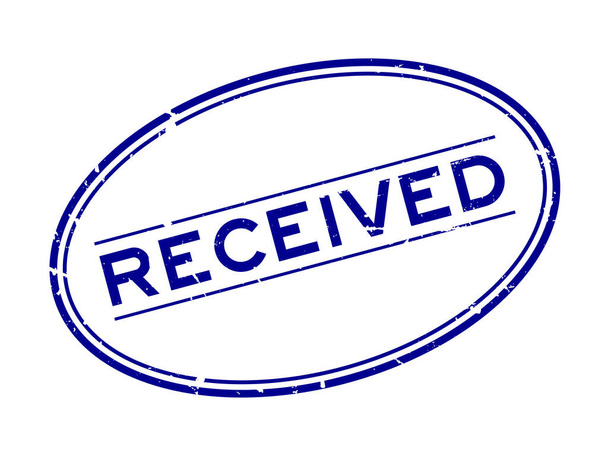 Grunge bleu reçu mot cachet ovale caoutchouc timbre sur fond blanc
 - Vecteur, image