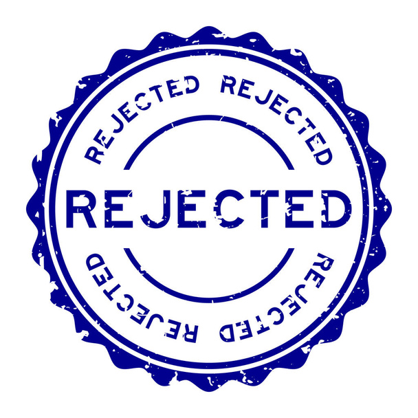 Grunge azul palabra rechazada sello de goma redonda sobre fondo blanco
 - Vector, Imagen