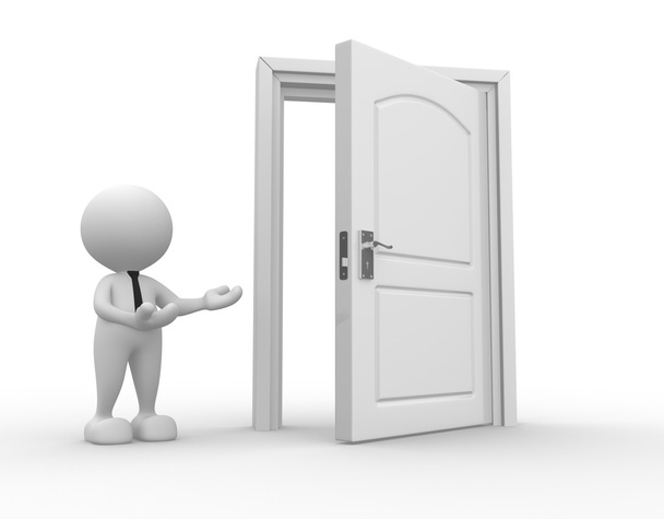 Persoon en open deur - Foto, afbeelding