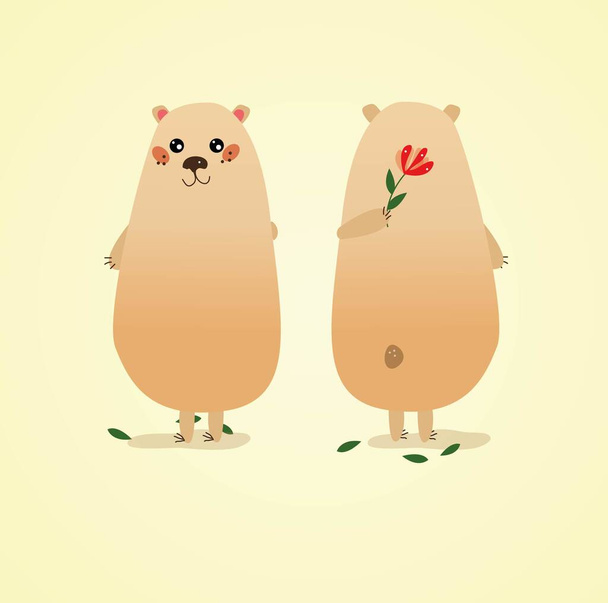 teddy bear with flowers design vector - Vektor, obrázek
