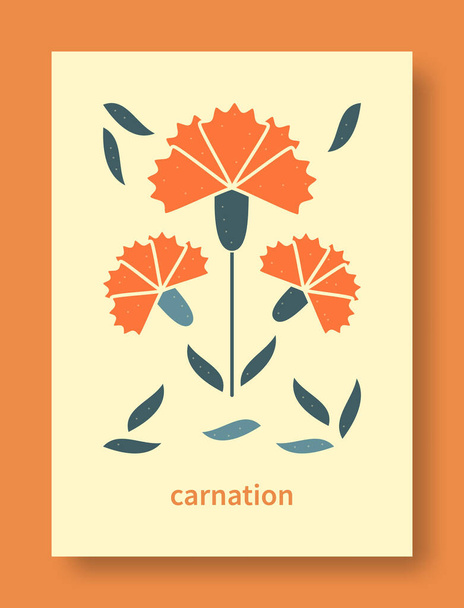 Abstract still life of carnation flower in pastel colors. Modern art collection. Carnation flower vector for social media, cards, mobile concept, posters and web design. Vector illustration. - Vektor, kép
