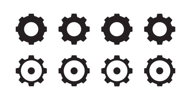 Cogwheel and gear wheel black symbol on white background flat vector illustration. - ベクター画像