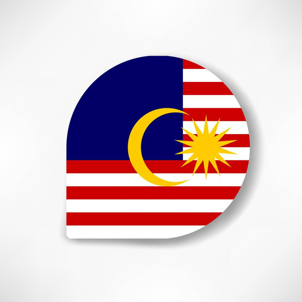 Malaysia drop flag icon with shadow on white background. - Φωτογραφία, εικόνα