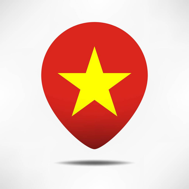 Vietnam map pointers flag with shadow. Pin flag - Φωτογραφία, εικόνα