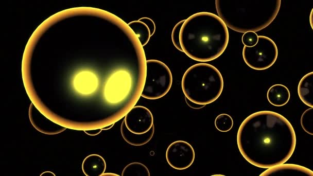 A 3D-s buborékok áramlanak. Tervezés. Nagy szappanbuborékok áramlanak fekete háttérrel. Színes buborékok ragyogóan mozognak a patakban.. - Felvétel, videó