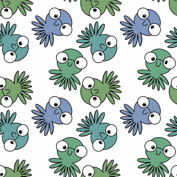 Animals cartoon seamless octopus pattern for wrapping paper and kids clothes print and accessories and notebooks and fabrics and linens. High quality illustration - Φωτογραφία, εικόνα