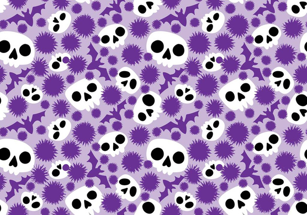 Cartoon doodle seamless Halloween skulls pattern for wrapping paper and clothes print and kids accessories and fabrics and notebooks and textiles. High quality illustration - Photo, image