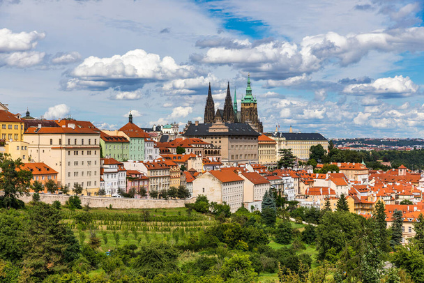 Prague Castle and Lesser Town panorama. View from Petrin Hill. Prague, Czech Republic. View of Prague Castle from Strahov monastery. Prague, Czech Republic  - Valokuva, kuva