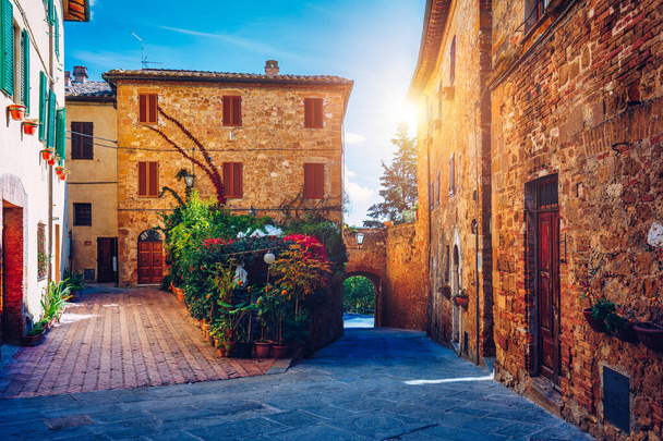 Pienza, a town in the province of Siena in Tuscany, Italy, Europe. Tuscany, Pienza italian medieval village. Siena, Italy. The small town of Pienza in Tuscany, Italy.  - Photo, Image