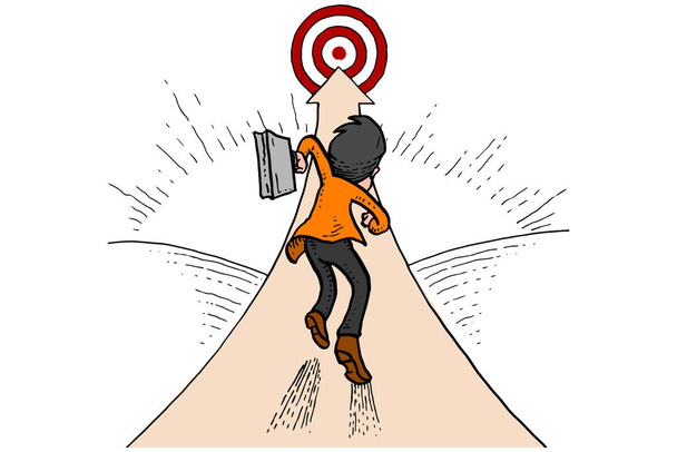 Businessman running to the target. Concept of reach the business target. Vector illustration design - Вектор,изображение