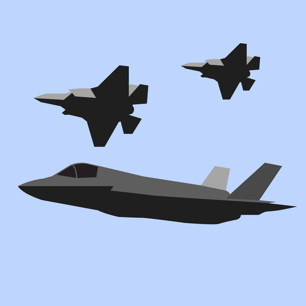 F35 jetfighter flying manuver vector design - Vector, imagen