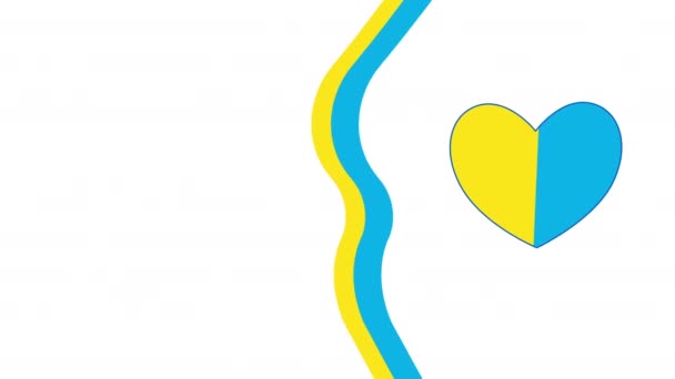 4k vertical video of cartoon sign of the Ukrainian heart with blue and yellow line. Concept of sign of the Ukrainian heart - Záběry, video