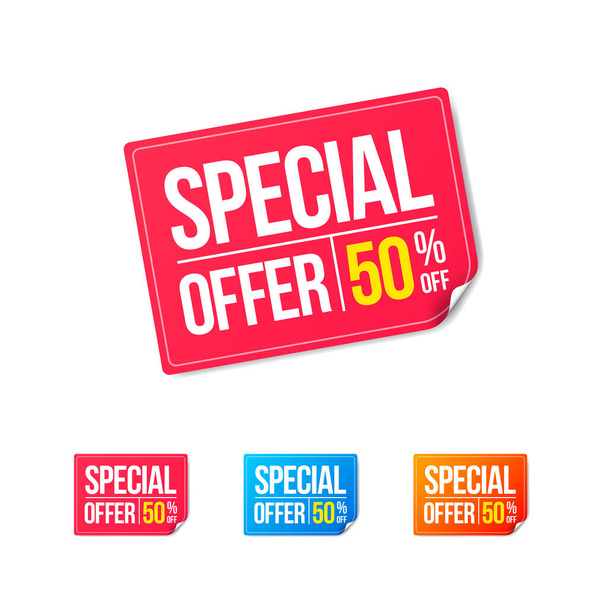 Special Offer Up To 50% Off Shopping Sticker Set - Vector, Image