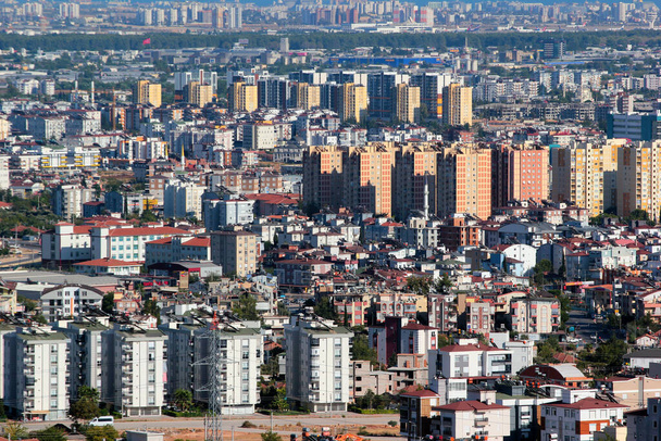 Antalya, Turkey - September 7, 2022: Aerial view of Kepez Varsak district from Cankaya neighbourhood - Photo, Image