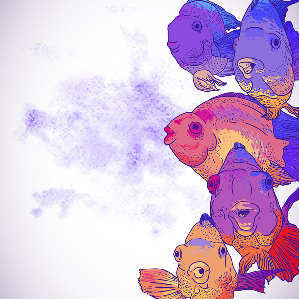 Kolorowe karty pozdrowienia z ryb - Wektor, obraz