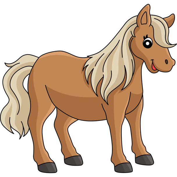 This cartoon clipart shows a Pony Animal illustration - Vettoriali, immagini