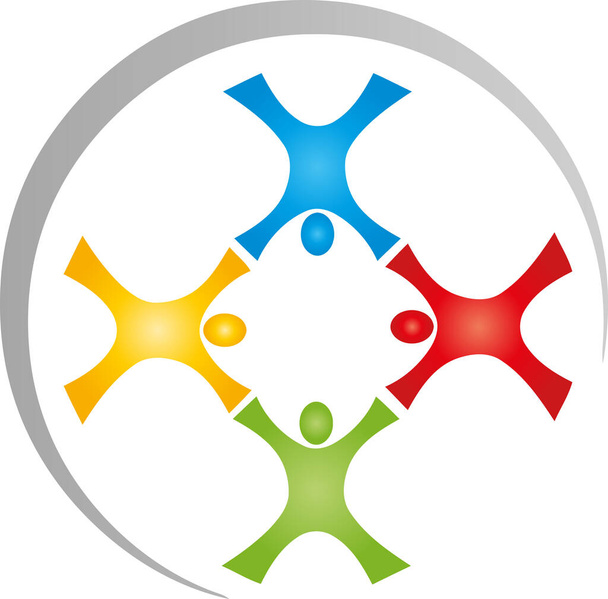 Τέσσερα άτομα, συνεργάτες, ομάδα, φίλοι, οικογένεια, λογότυπο - Διάνυσμα, εικόνα
