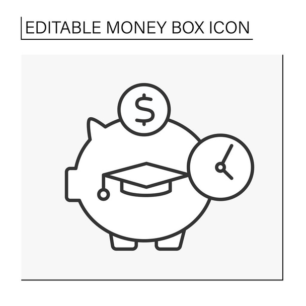  Moneybox line icon. Academic cap inside piggybank. Accumulation of money for training. Economy. Wealth concept. Isolated vector illustration.Editable stroke - Vektori, kuva