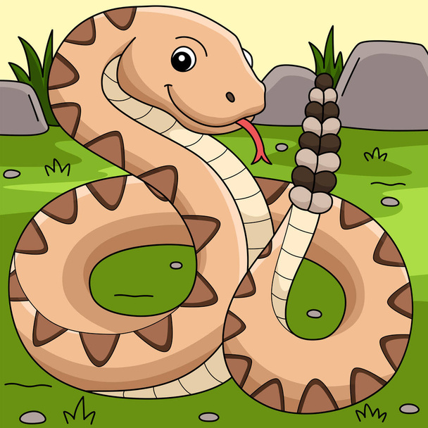 This cartoon clipart shows a Rattlesnake Animal illustration - Vektori, kuva
