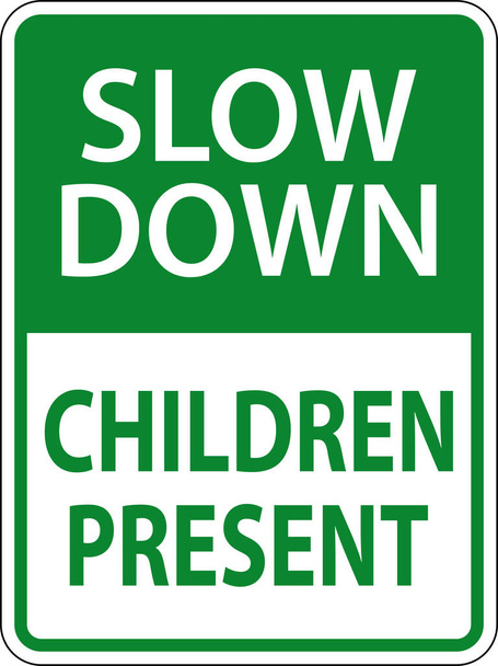 Slow Down Children Present Sign On White Background - Vektor, Bild
