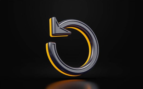 Перезагрузка знака обновления ротации на черном фоне 3d концепция рендеринга для загрузки перемотки сайта - Фото, изображение