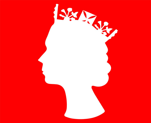 Elizabeth Queen Face Retrato Británico Reino Unido 1926 2022 Nacional Europa País Vector Ilustración Diseño abstracto Rojo y blanco - Vector, imagen