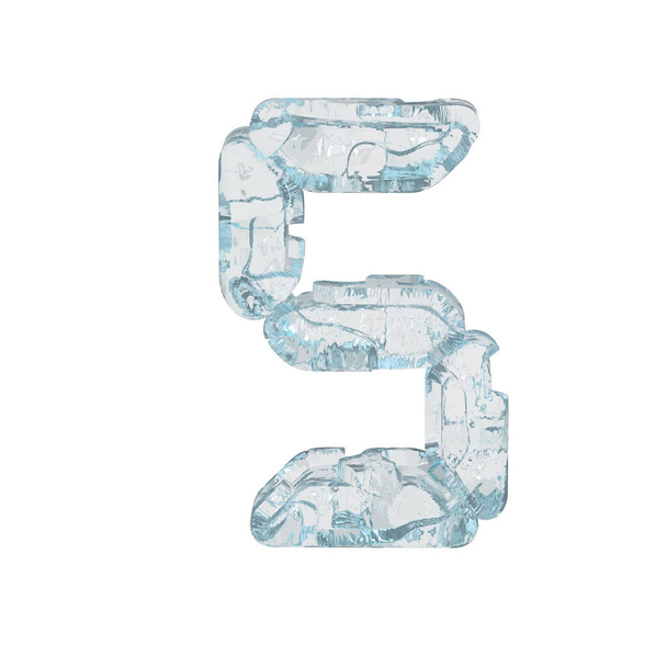 Hielo símbolo 3d en forma de una fuente digital. número 5 - Vector, imagen