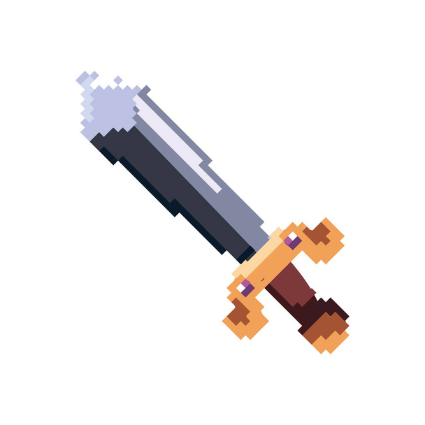 plochý pixelovaný meč přes bílou - Vektor, obrázek
