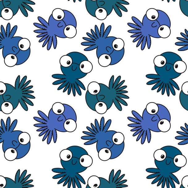 Animals cartoon seamless octopus pattern for wrapping paper and kids clothes print and accessories and notebooks and fabrics and linens. High quality illustration - Foto, imagen