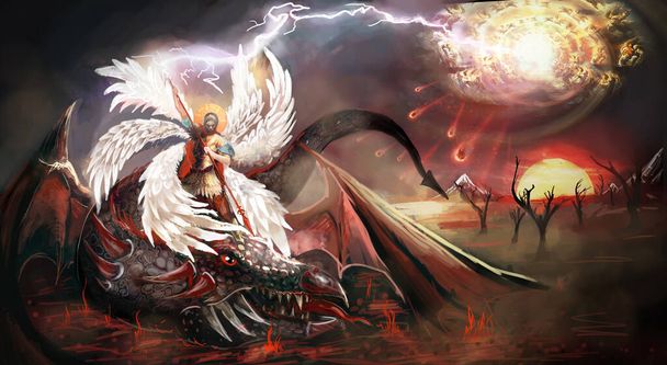 Святий Архангел Михаїл вбиває дракона - Фото, зображення
