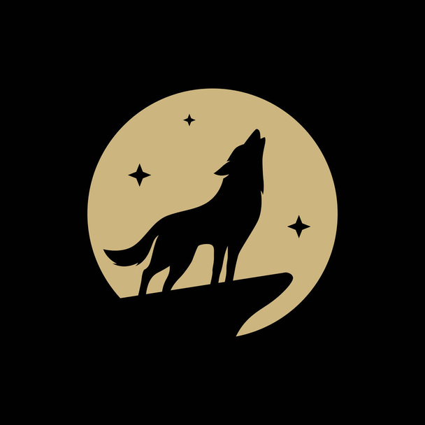 The wolf howls under the full moon - Vector, Image