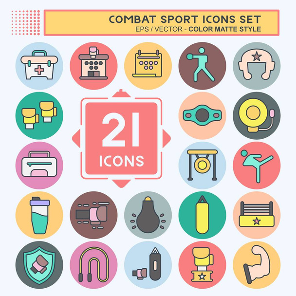 Icon Set Combat Sport. related to education symbol. color mate style. simple design editable. simple illustration.boxing - Vector, Image