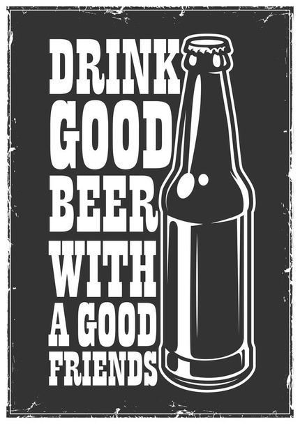 Typographic retro grunge beer poster. Vector illustration. - Vetor, Imagem