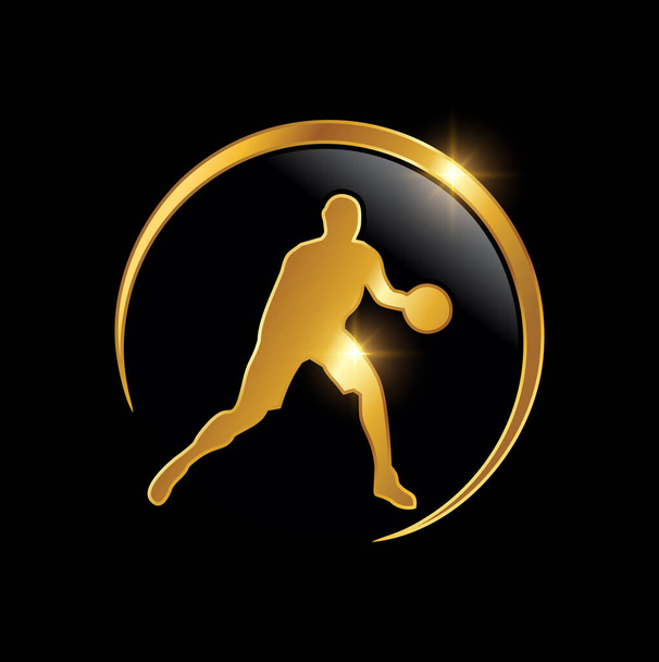 ゴールデンプレーバスケットボールのロゴサイン - ベクター画像