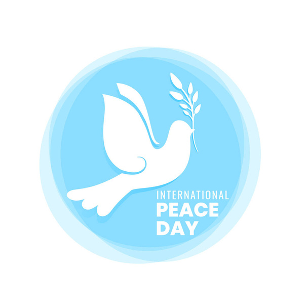 abstract international peace day poster with pigeon and olive branch design  - Вектор, зображення