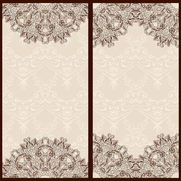 Set of templates for banners or vintage greeting card with ornaments in oriental style. - Vektör, Görsel