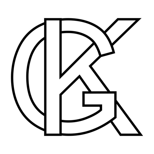 Знак логотипу gk kg значок nft переплетені літери g k
 - Вектор, зображення