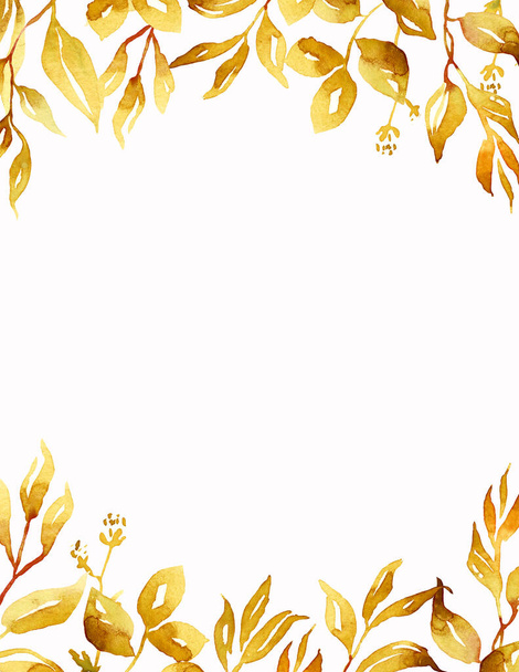 L'autunno lascia la cornice. Clipart acquerello - Foto, immagini