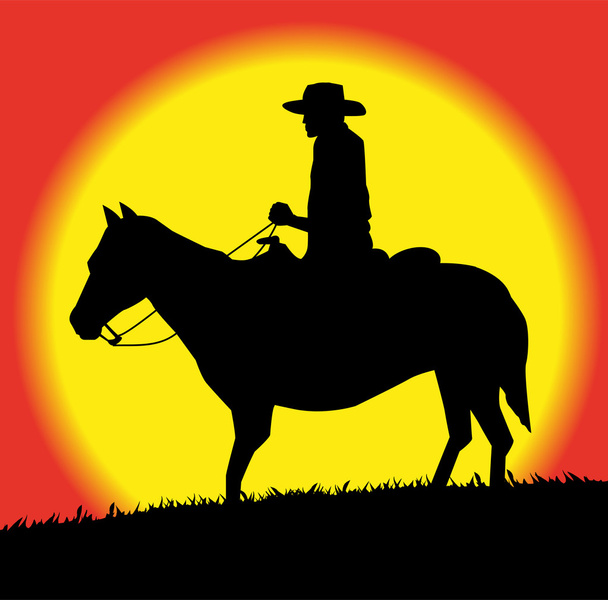 Silhouette of cowboy - Vector, Image
