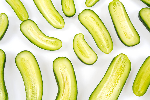 cut cucumbers isolated on white background - Photo, Image