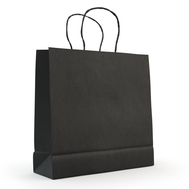 Μαύρο χαρτί τσάντα, απομονωμένο - Φωτογραφία, εικόνα