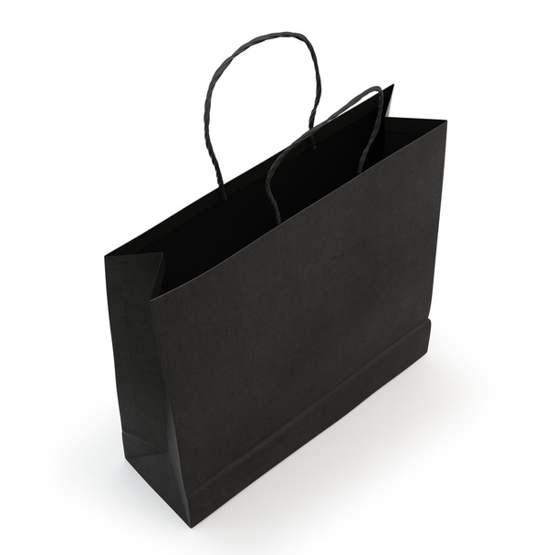 Siyah kağıt torba, izole - Fotoğraf, Görsel