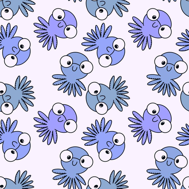 Animals cartoon seamless octopus pattern for wrapping paper and kids clothes print and accessories and notebooks and fabrics and linens. High quality illustration - Fotoğraf, Görsel