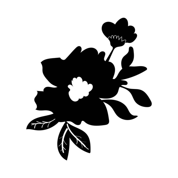 Черный векторный цветочный орнамент - Вектор,изображение
